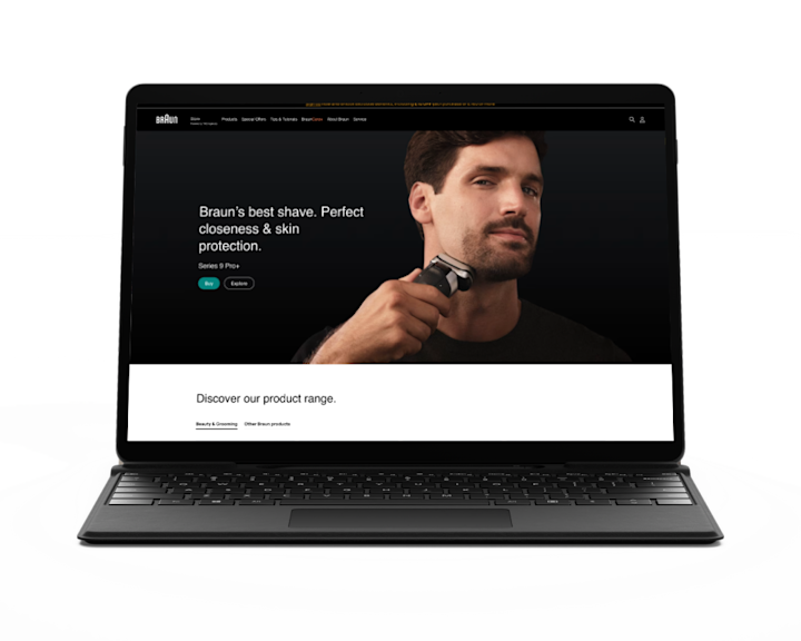 Braun website on a laptop