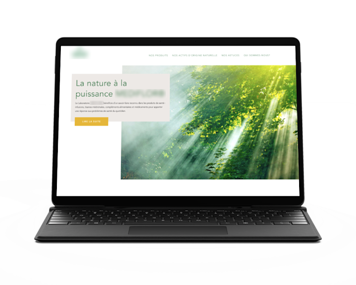 Plant-based health brand website on a laptop