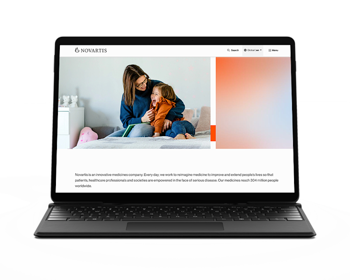 Novartis website on a laptop